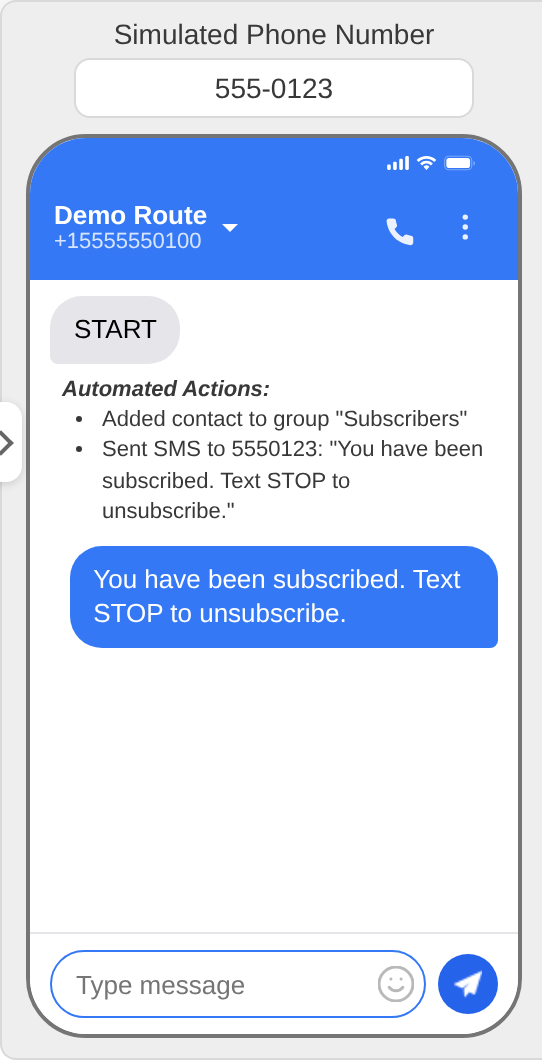 Test Services simulated phone