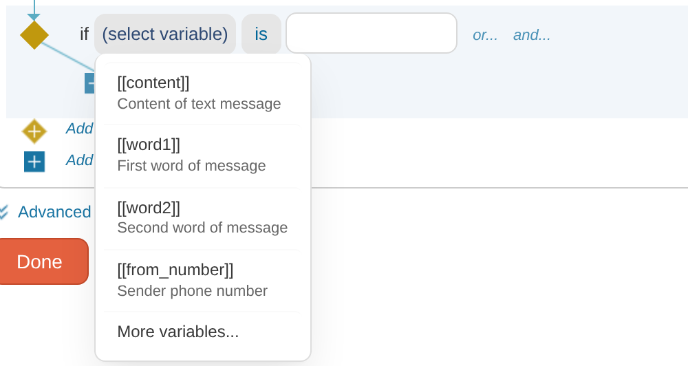 Variable dropdown
