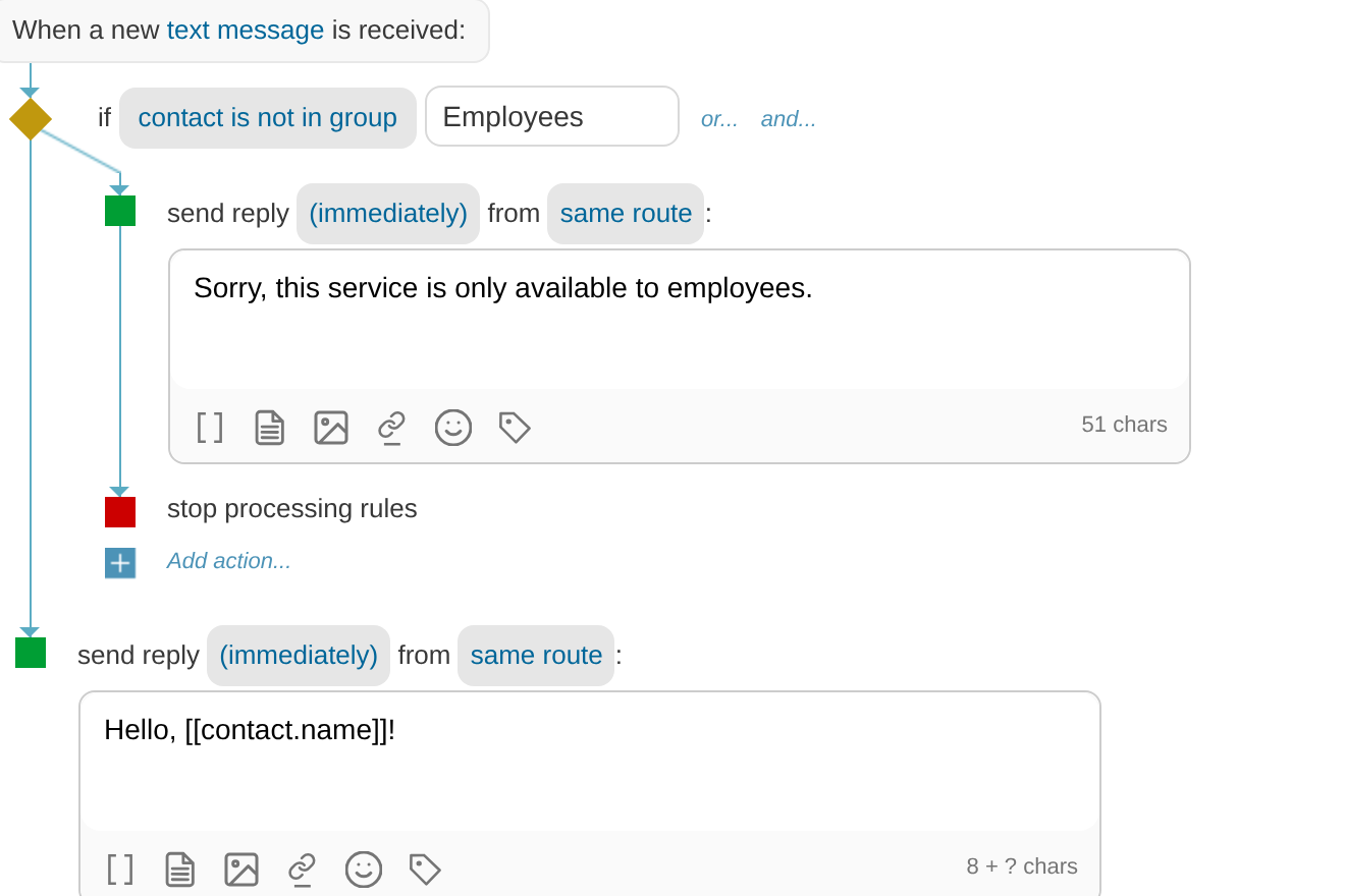 Stop processing rules example