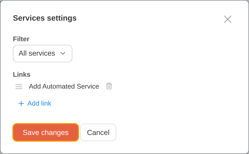 Services card settings