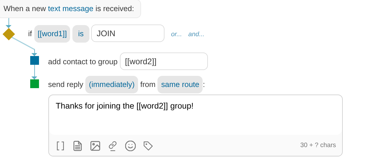 Join group named by keyword parameter