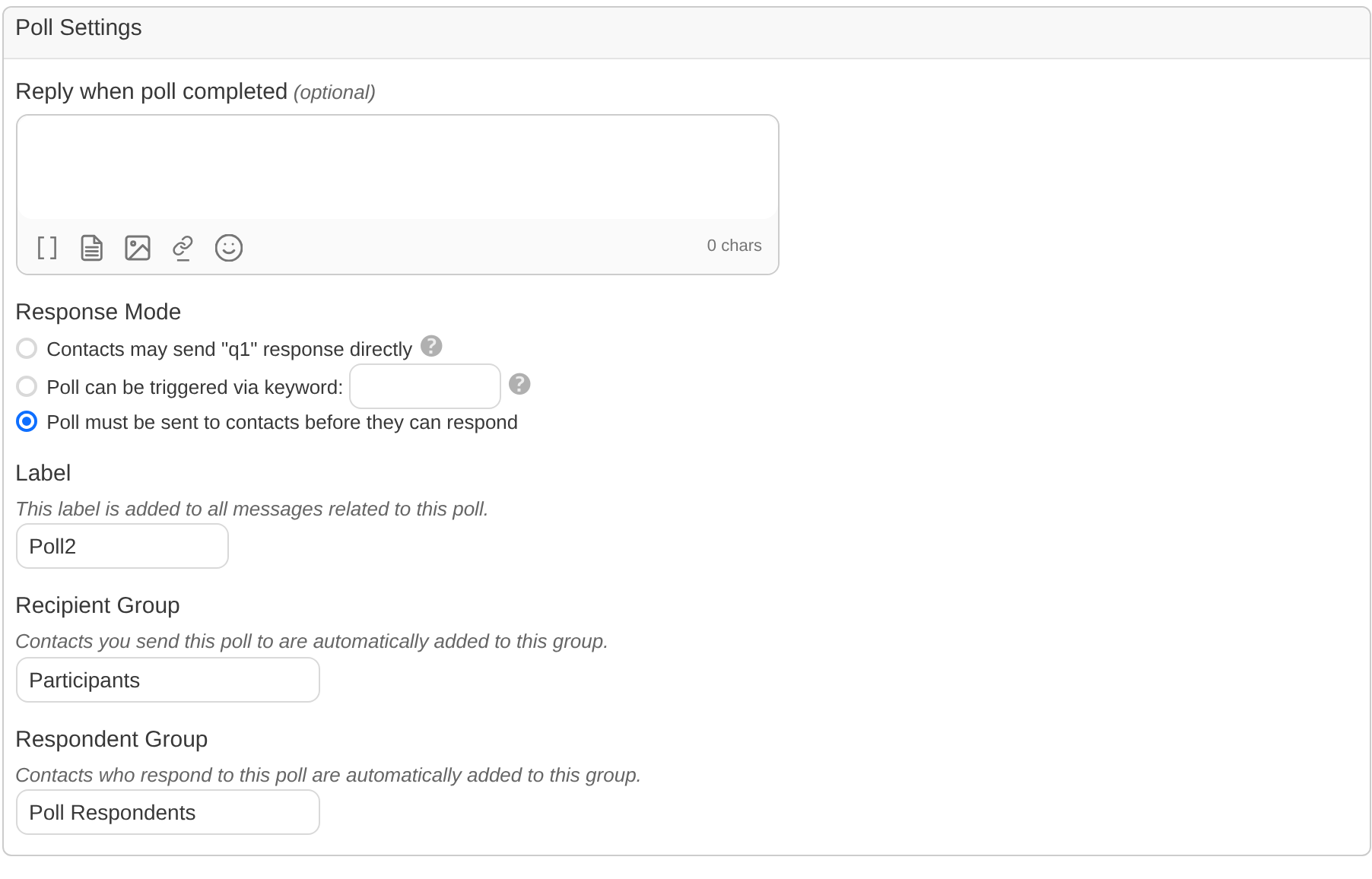 Poll Settings section