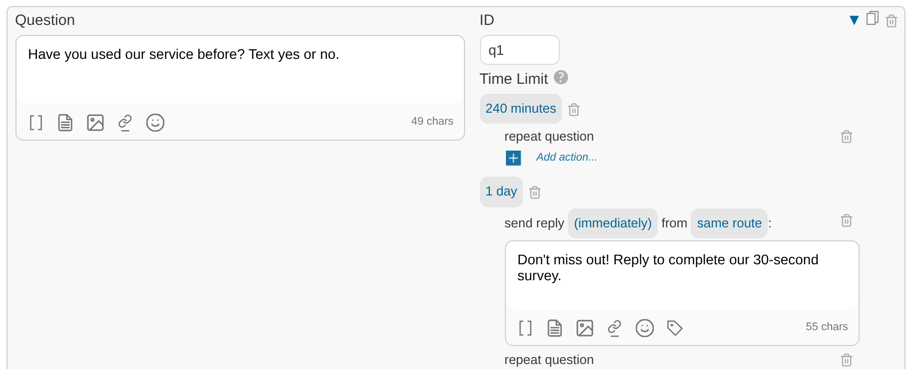 Time limit configuration in the poll editor