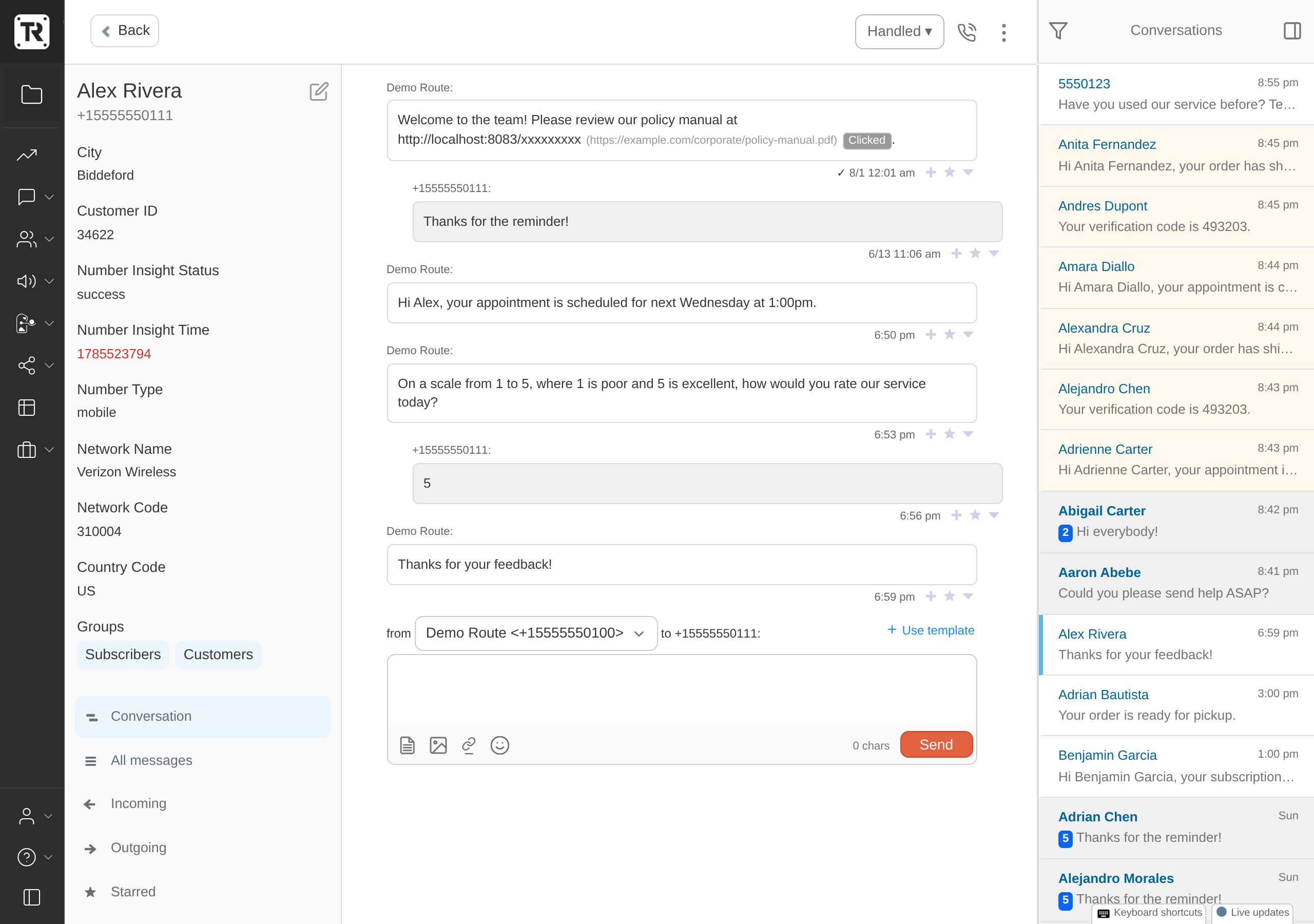 Contact conversation view