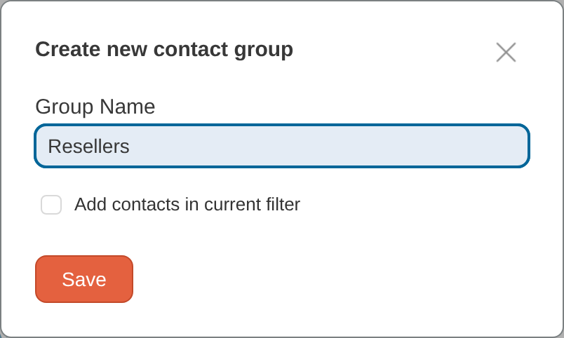 Create new contact group dialog