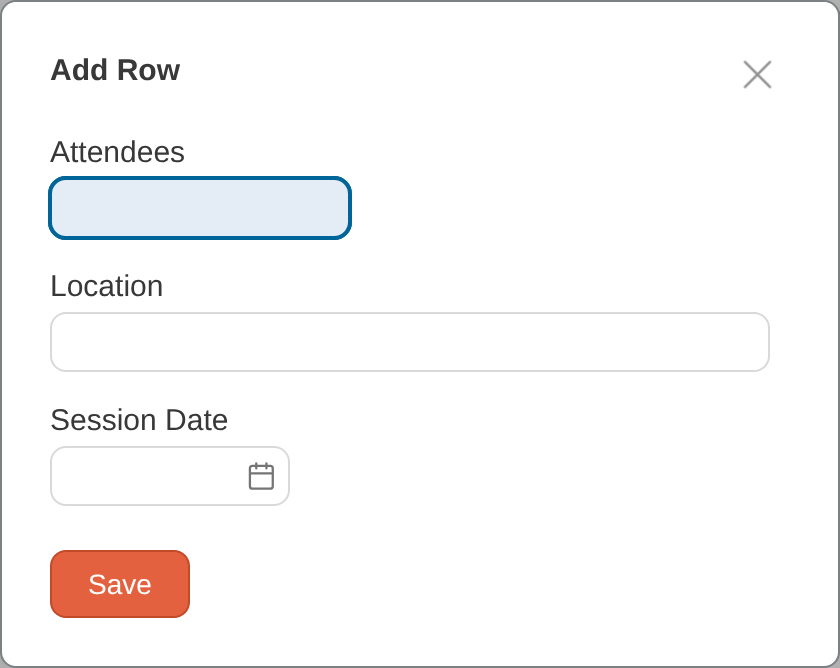 Add Row dialog