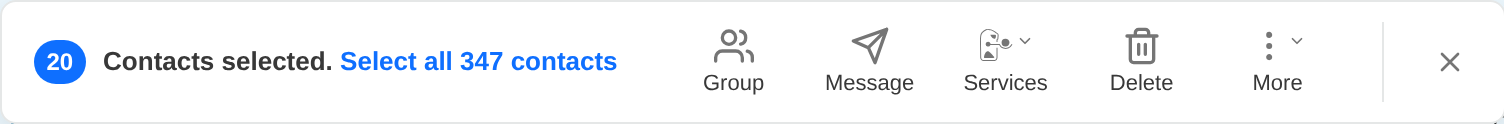 Contact actions with contacts selected