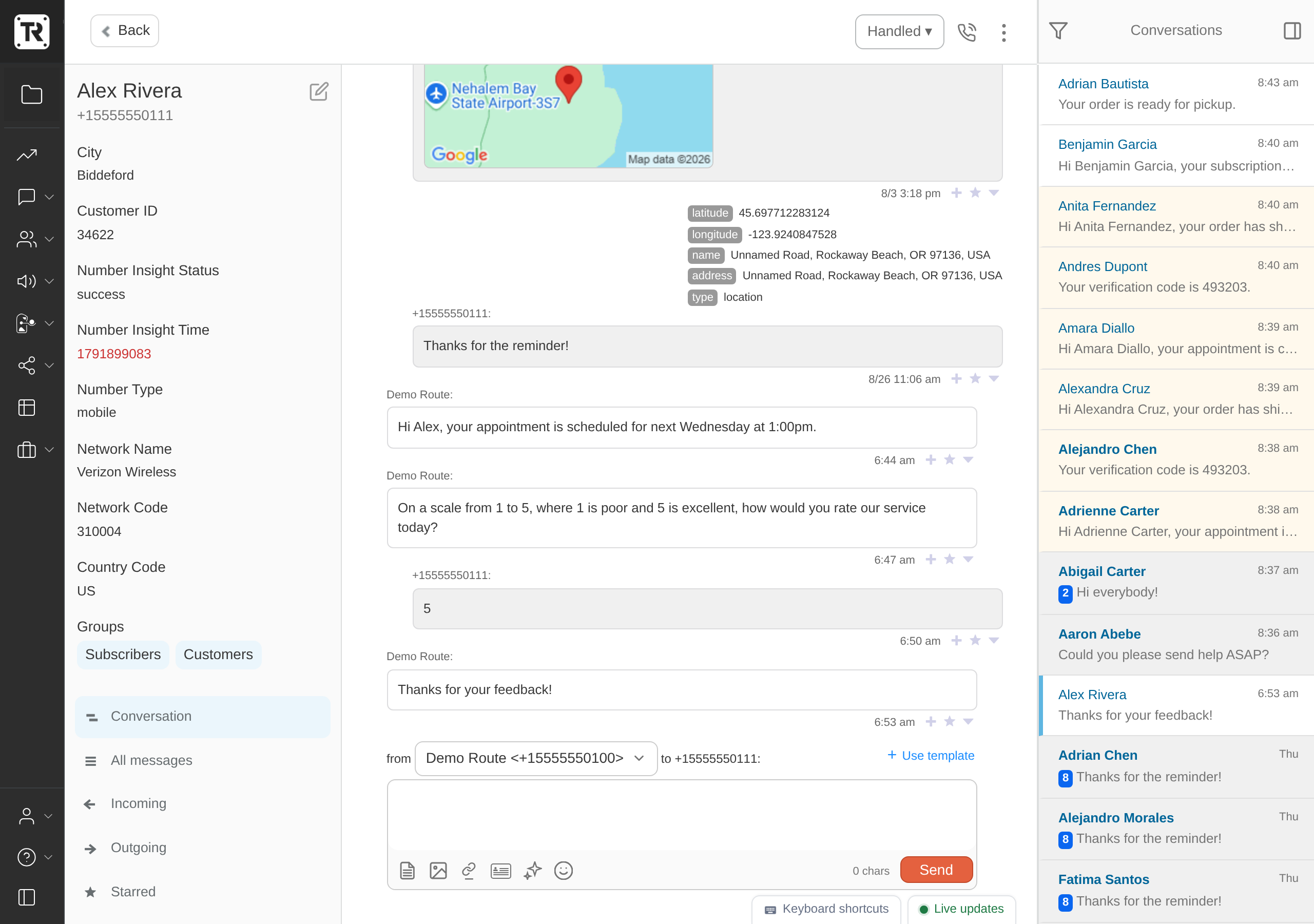 Contact conversation view